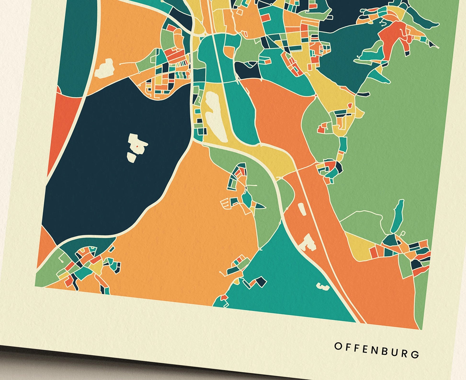 Offenburg Stadtkarte Poster – Polychroma Modern Art Print