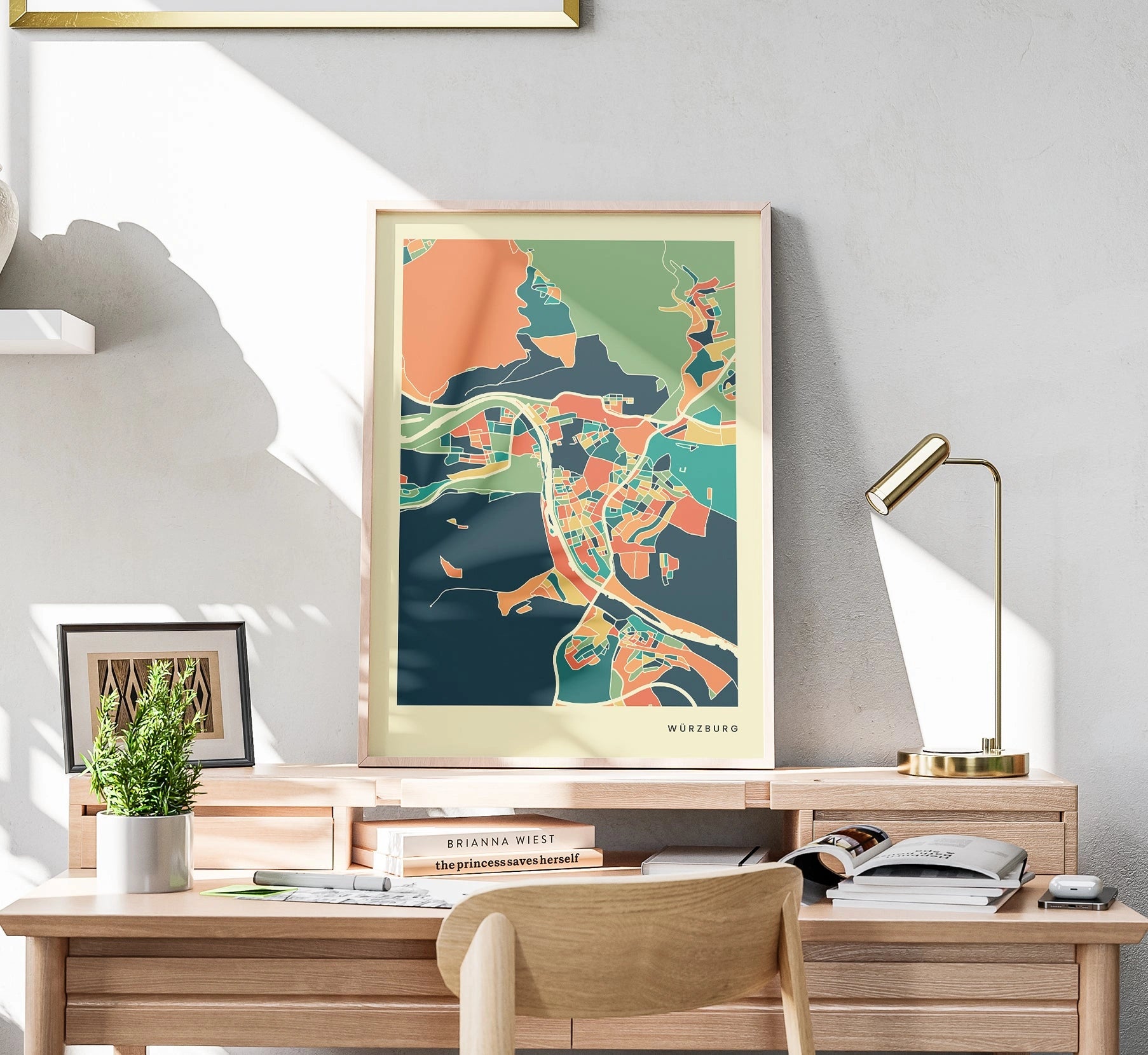 Würzburg Stadtkarte Poster – Polychroma Modern Art Print
