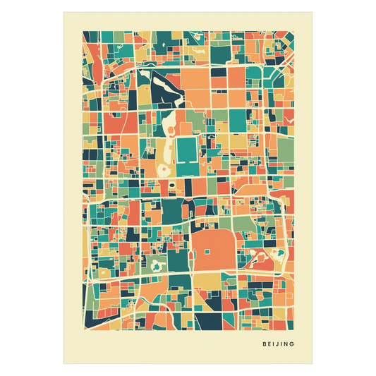 Beijing Stadtkarte Poster – Polychroma Modern Art Print