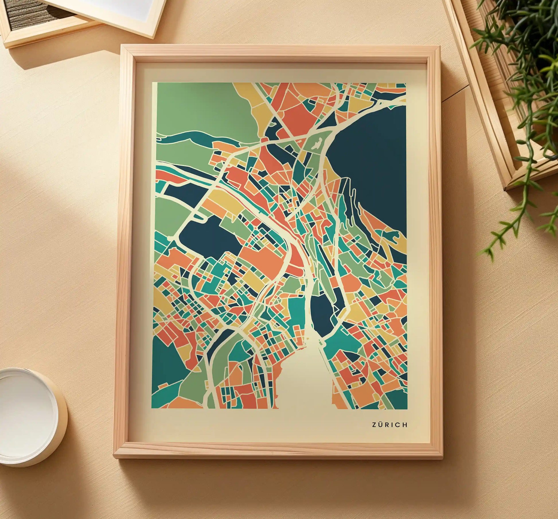 Zürich Stadtkarte Poster – Polychroma Modern Art Print