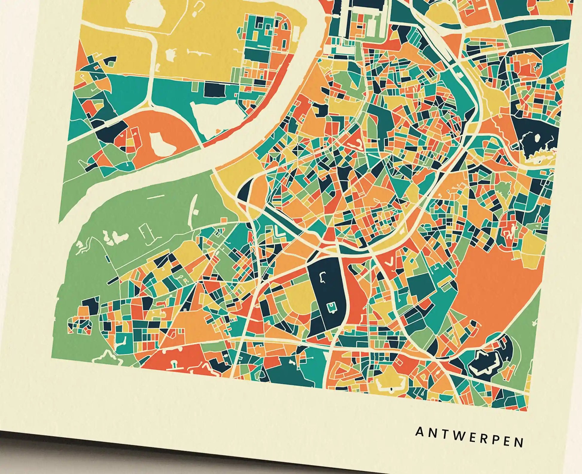 Antwerpen Stadtkarte Poster – Polychroma Modern Art Print