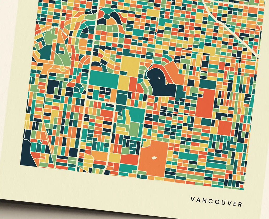 Vancouver Stadtkarte Poster – Polychroma Modern Art Print