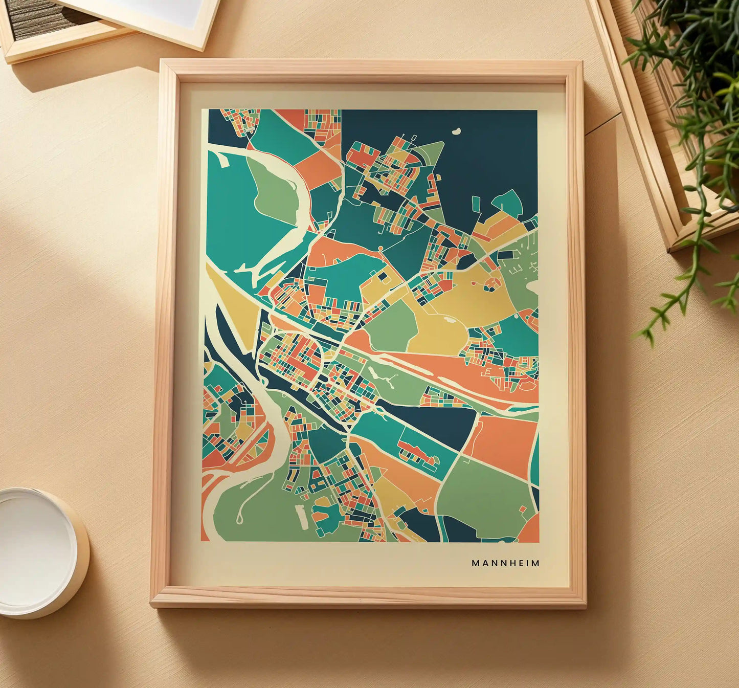 Mannheim Stadtkarte Poster – Polychroma Modern Art Print