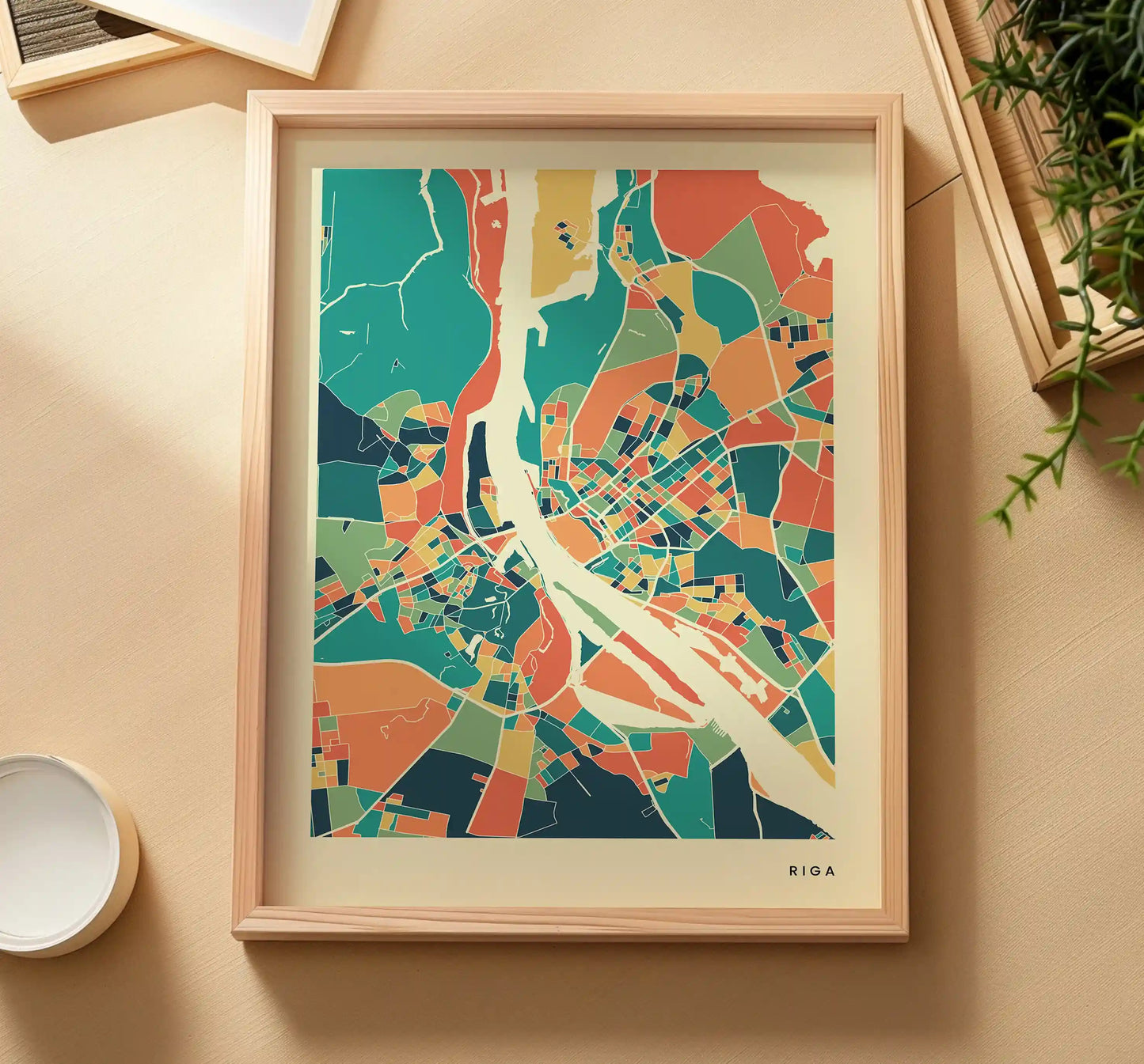 Riga Stadtkarte Poster – Polychroma Modern Art Print