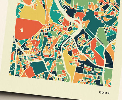 Roma Stadtkarte Poster – Polychroma Modern Art Print