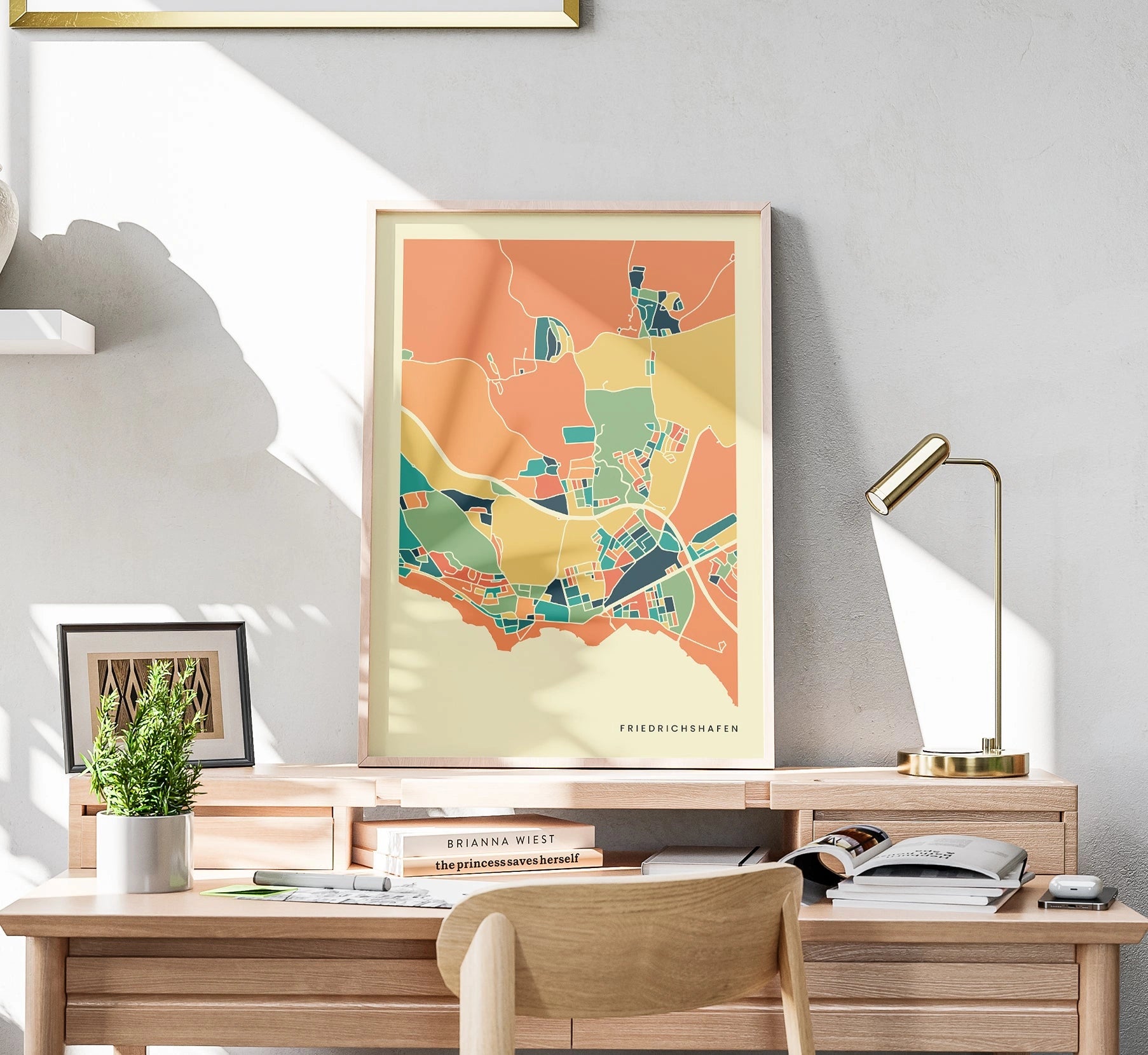 Friedrichshafen Stadtkarte Poster – Polychroma Modern Art Print