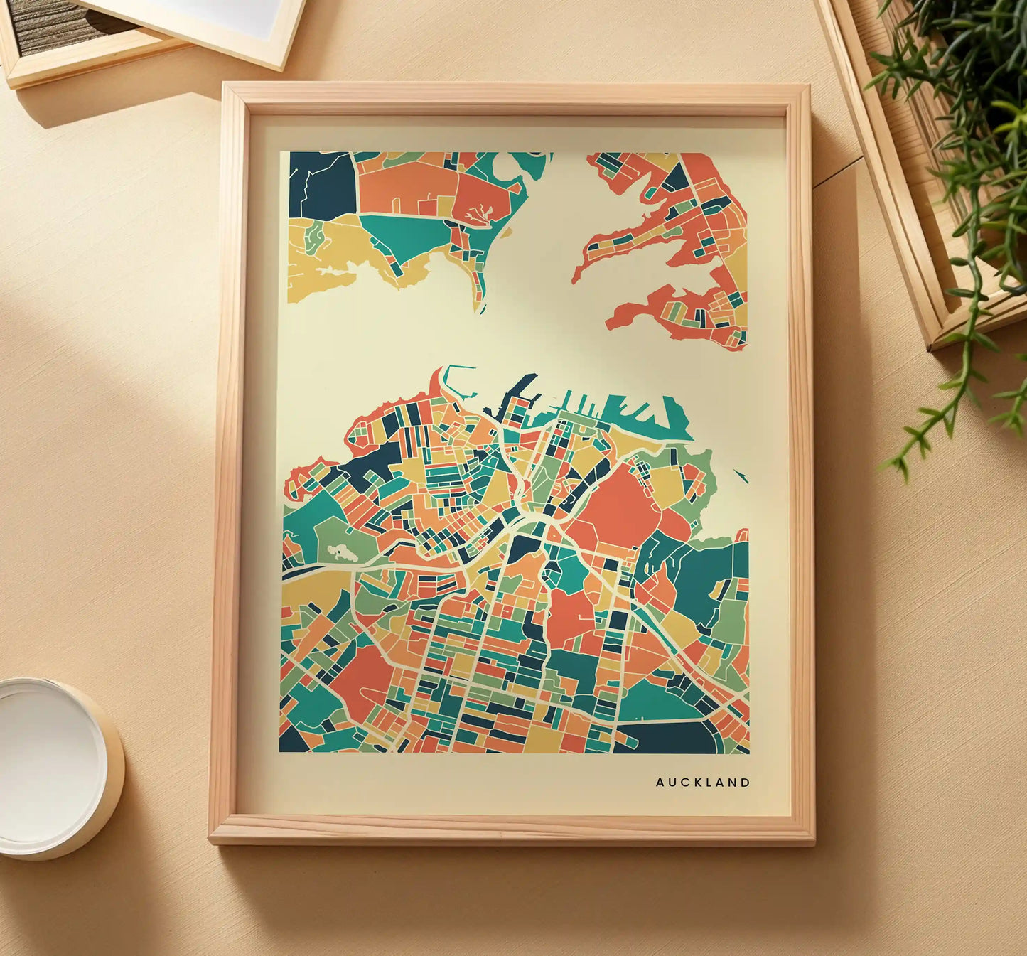 Auckland Stadtkarte Poster – Polychroma Modern Art Print