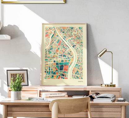 Tokyo Stadtkarte Poster - Polychroma Stadtplan Modern Art Print Stadtkarte Poster – Polychroma Modern Art Print