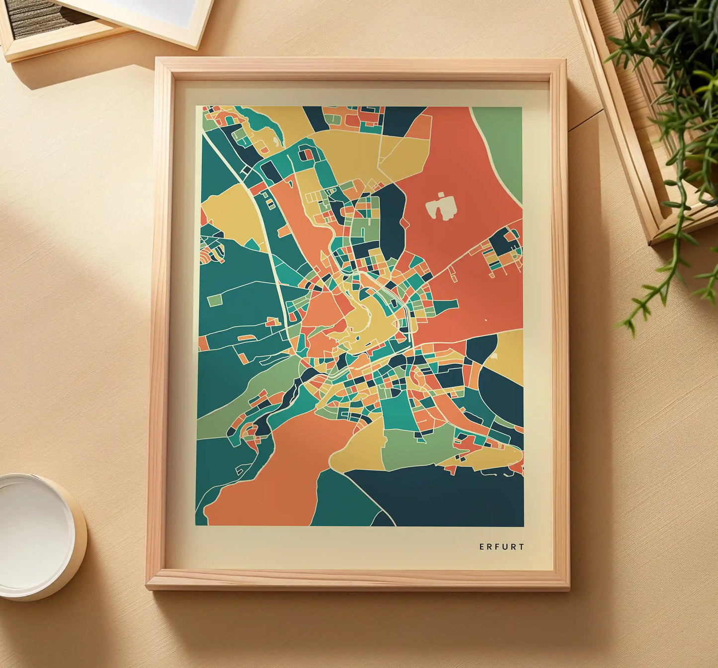 Erfurt Stadtkarte Poster – Polychroma Modern Art Print