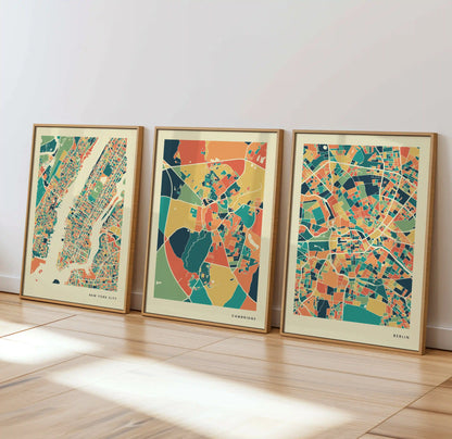 Cambridge Stadtkarte Poster – Polychroma Modern Art Print