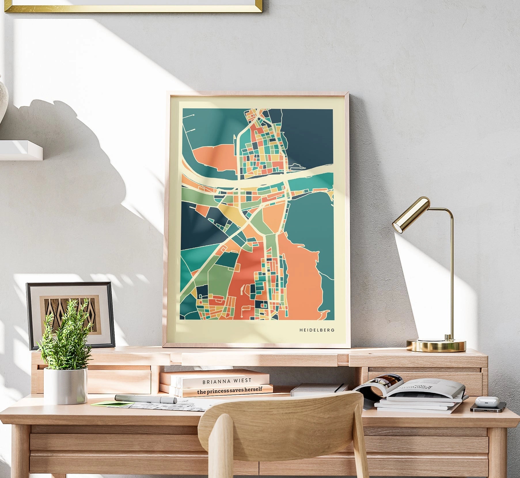 Heidelberg Stadtkarte Poster – Polychroma Modern Art Print