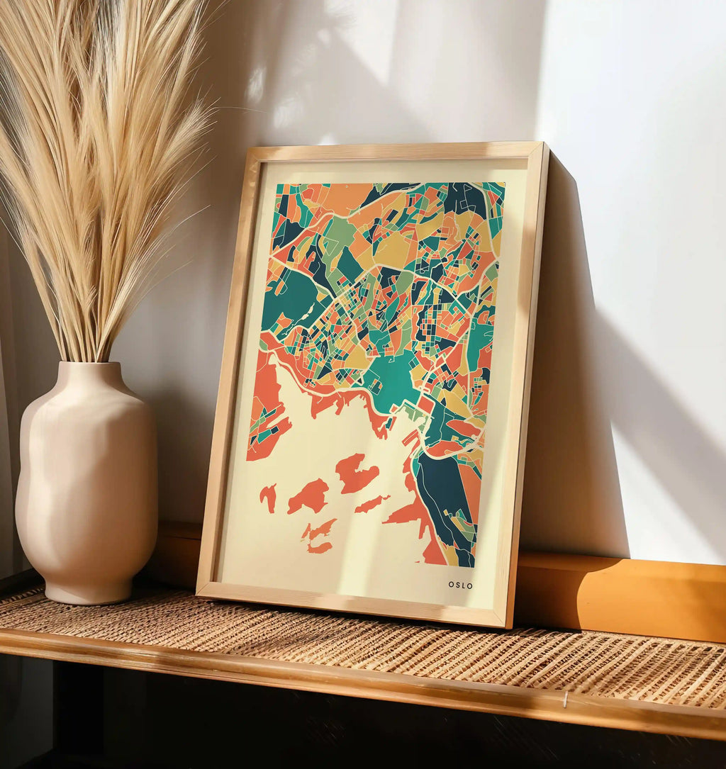 Oslo Stadtkarte Poster – Polychroma Modern Art Print