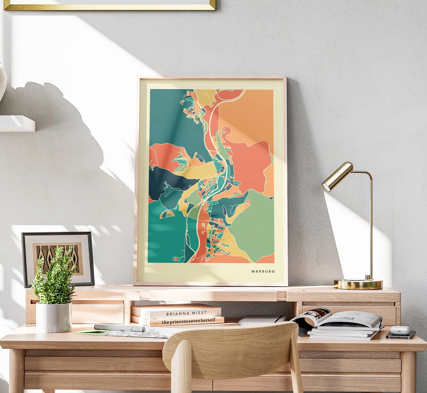 Marburg Stadtkarte Poster – Polychroma Modern Art Print