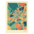 Krefeld Stadtkarte Poster – Polychroma Modern Art Print