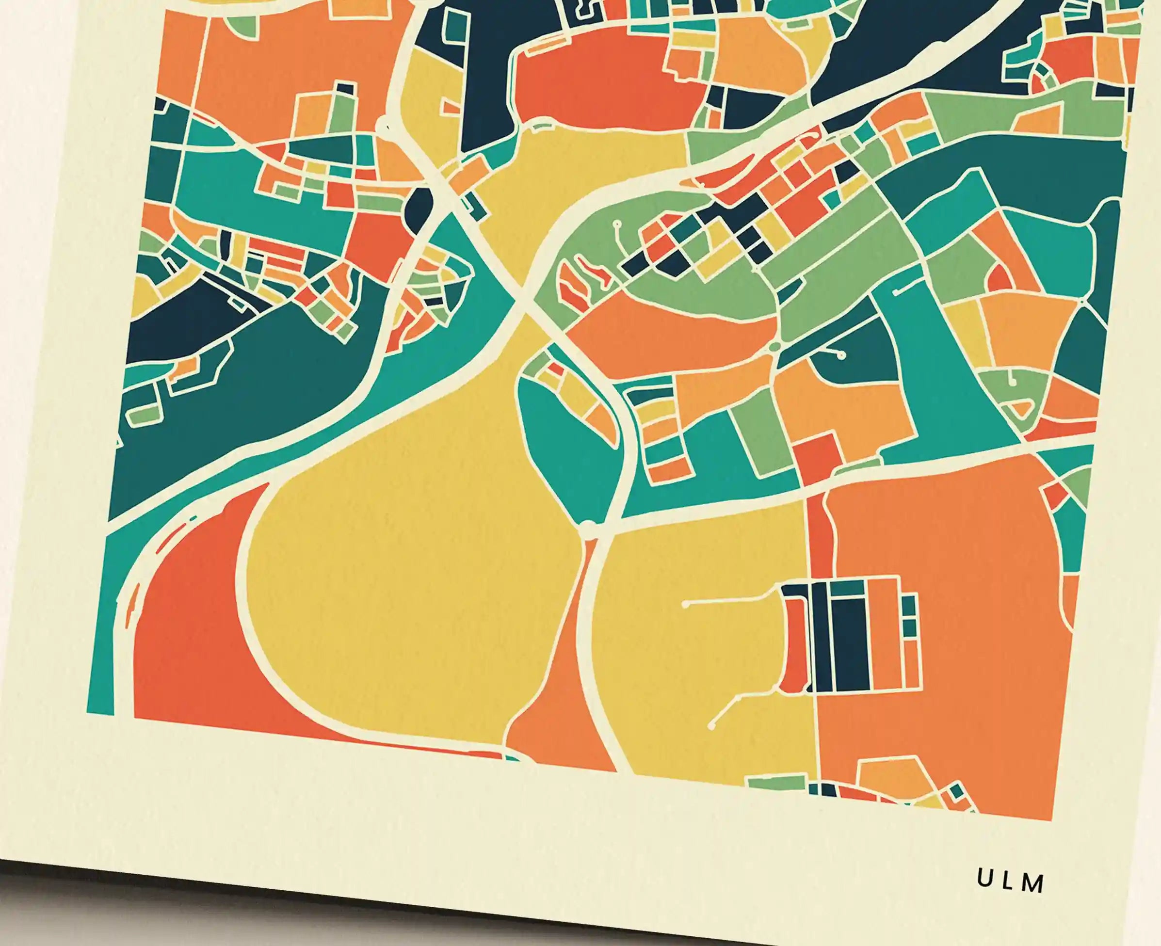 Ulm Stadtkarte Poster – Polychroma Modern Art Print