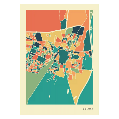 Colmar Stadtkarte Poster – Polychroma Modern Art Print