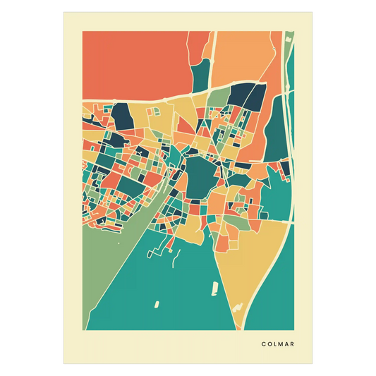 Colmar Stadtkarte Poster – Polychroma Modern Art Print