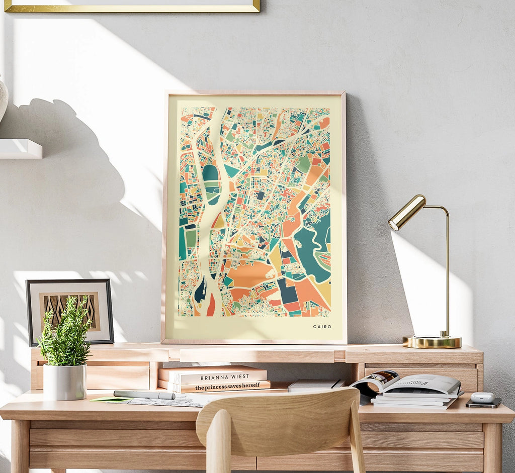 Cairo Stadtkarte Poster – Polychroma Modern Art Print