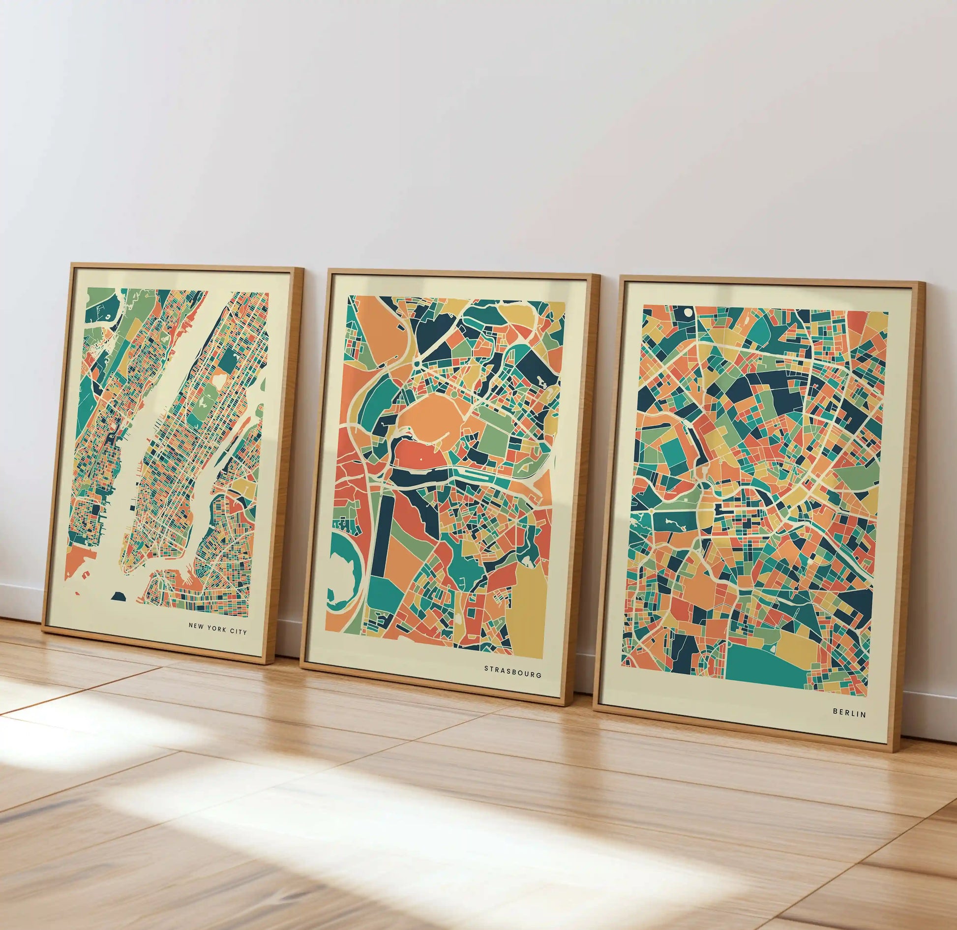 Strasbourg Stadtkarte Poster – Polychroma Modern Art Print