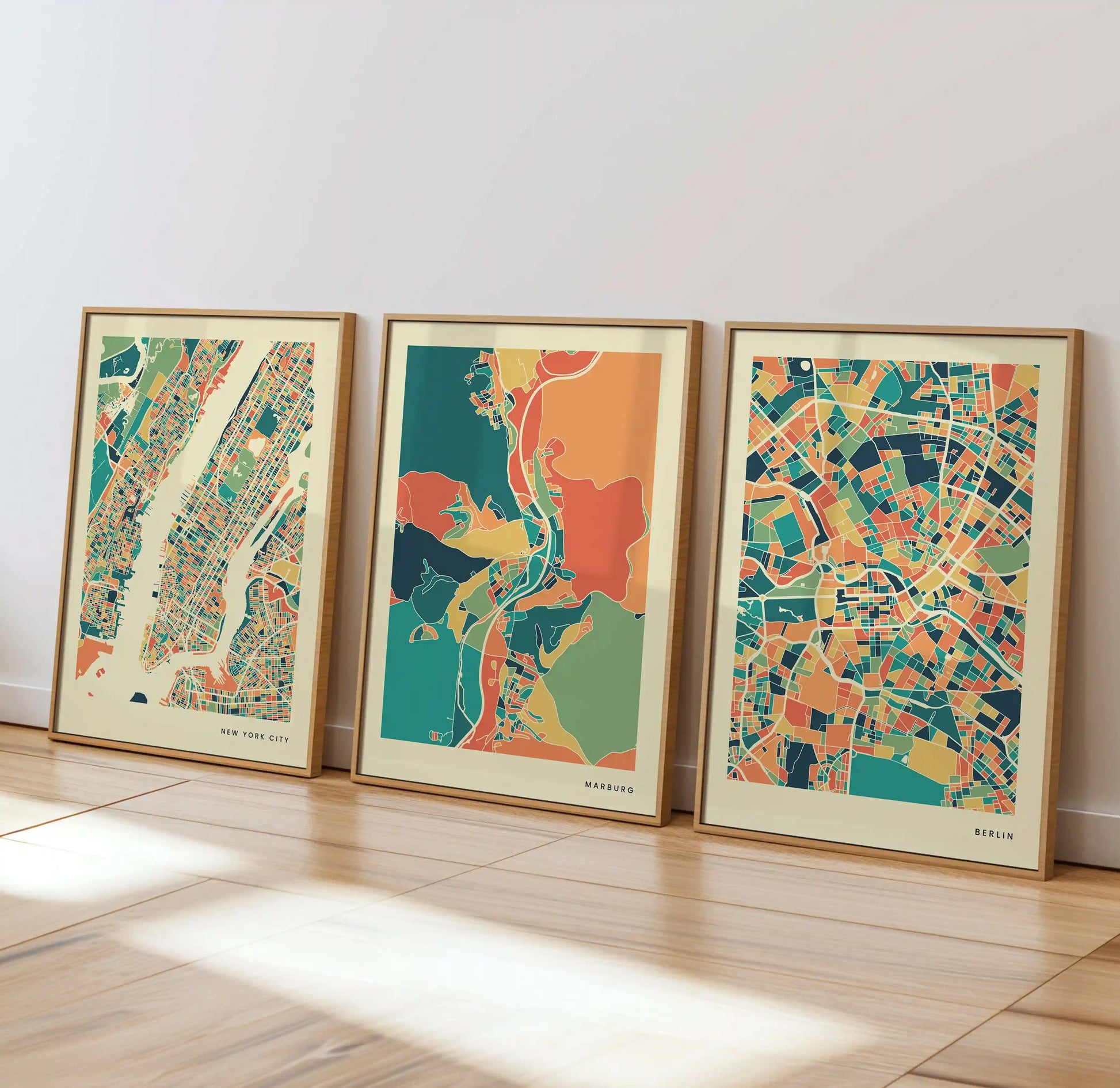 Marburg Stadtkarte Poster – Polychroma Modern Art Print