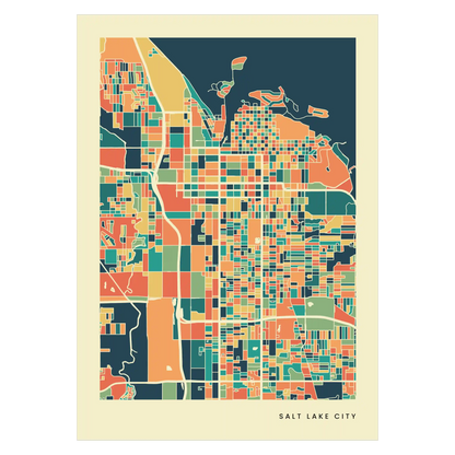 Salt Lake City Stadtkarte Poster – Polychroma Modern Art Print