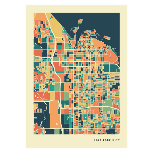 Salt Lake City Stadtkarte Poster – Polychroma Modern Art Print