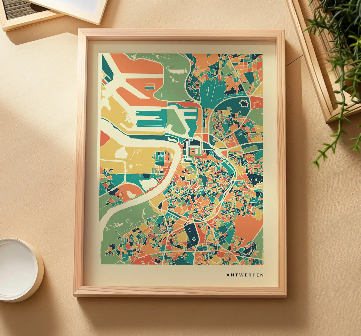 Antwerpen Stadtkarte Poster – Polychroma Modern Art Print