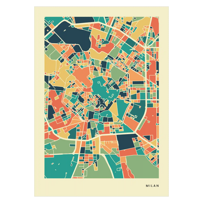 Milan Stadtkarte Poster – Polychroma Modern Art Print