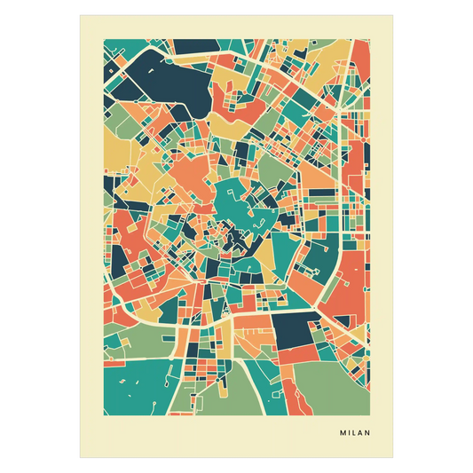 Milan Stadtkarte Poster – Polychroma Modern Art Print