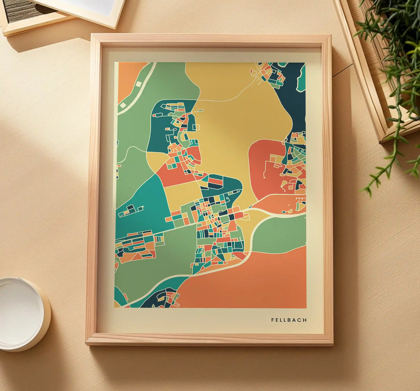 Fellbach Stadtkarte Poster – Polychroma Modern Art Print
