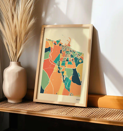 Bari Stadtkarte Poster – Polychroma Modern Art Print