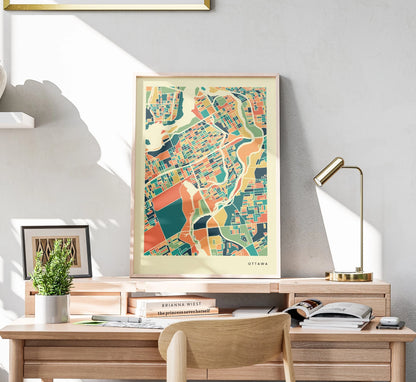 Ottawa Stadtkarte Poster – Polychroma Modern Art Print