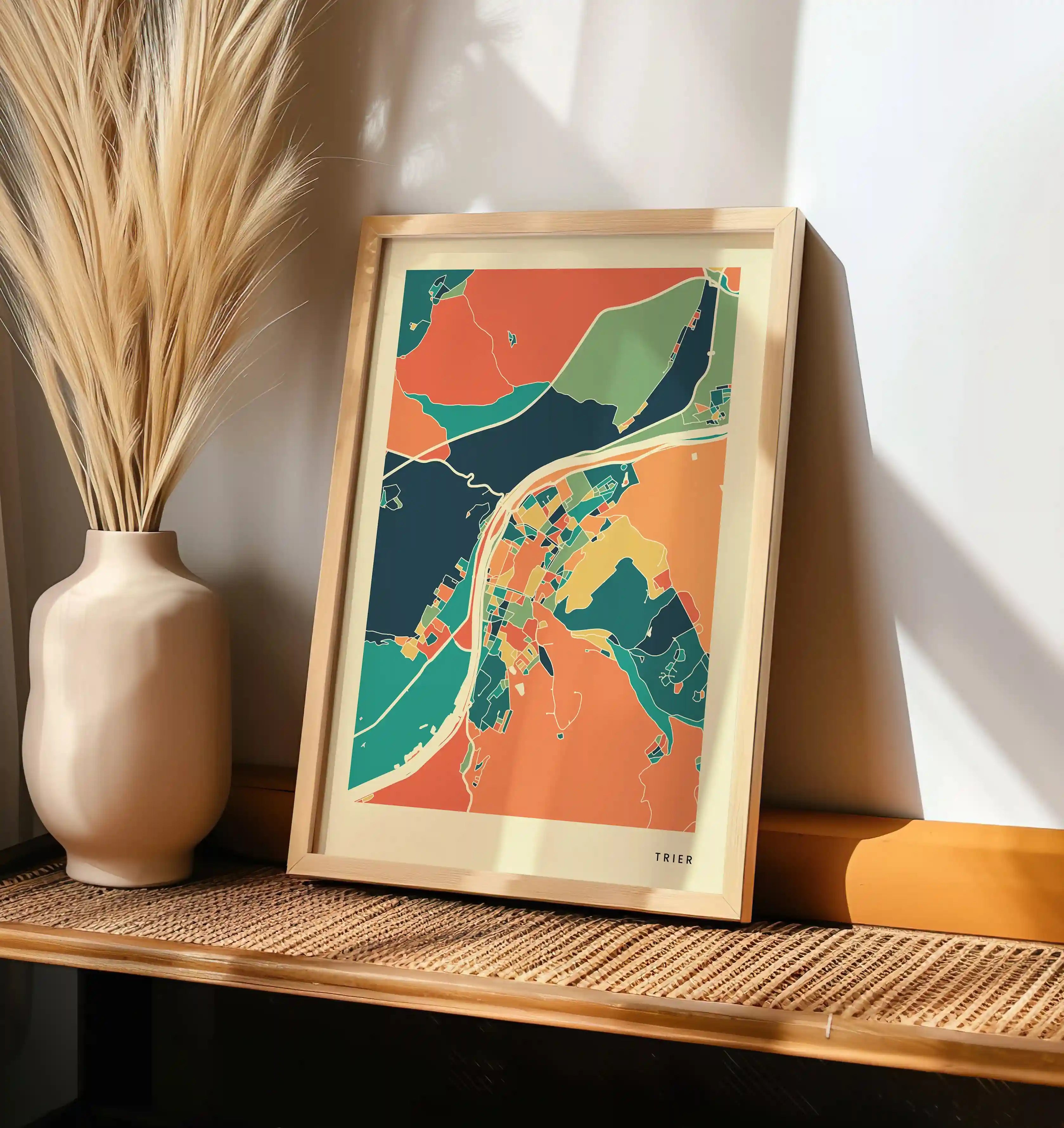 Trier Stadtkarte Poster – Polychroma Modern Art Print
