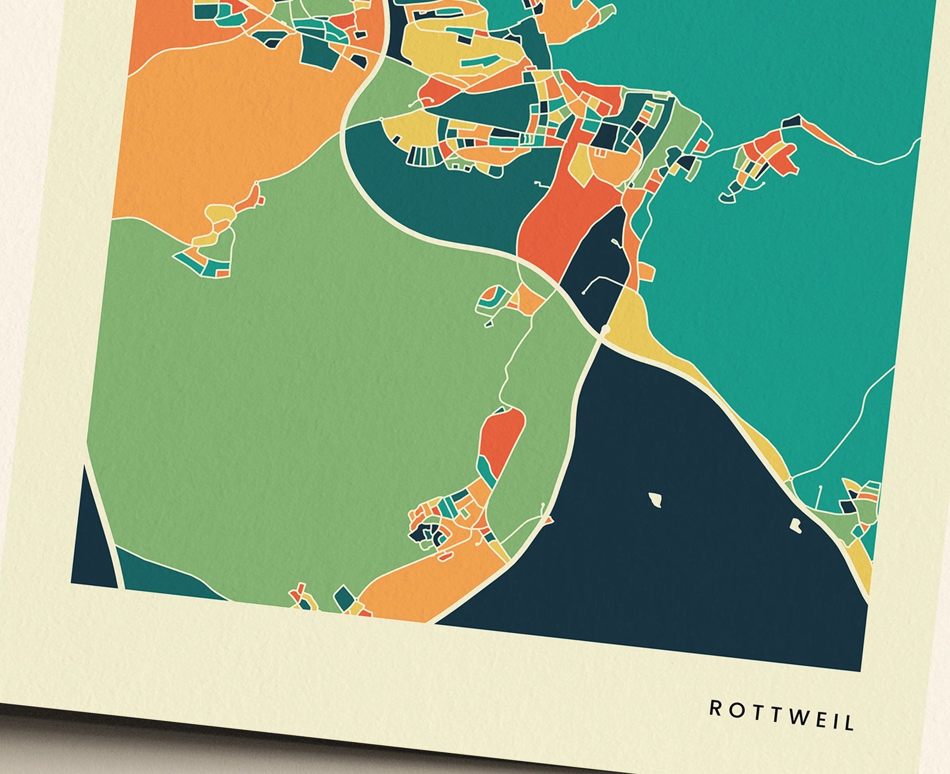 Rottweil Stadtkarte Poster – Polychroma Modern Art Print