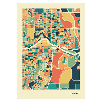 Calgary Stadtkarte Poster – Polychroma Modern Art Print