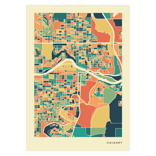 Calgary Stadtkarte Poster – Polychroma Modern Art Print