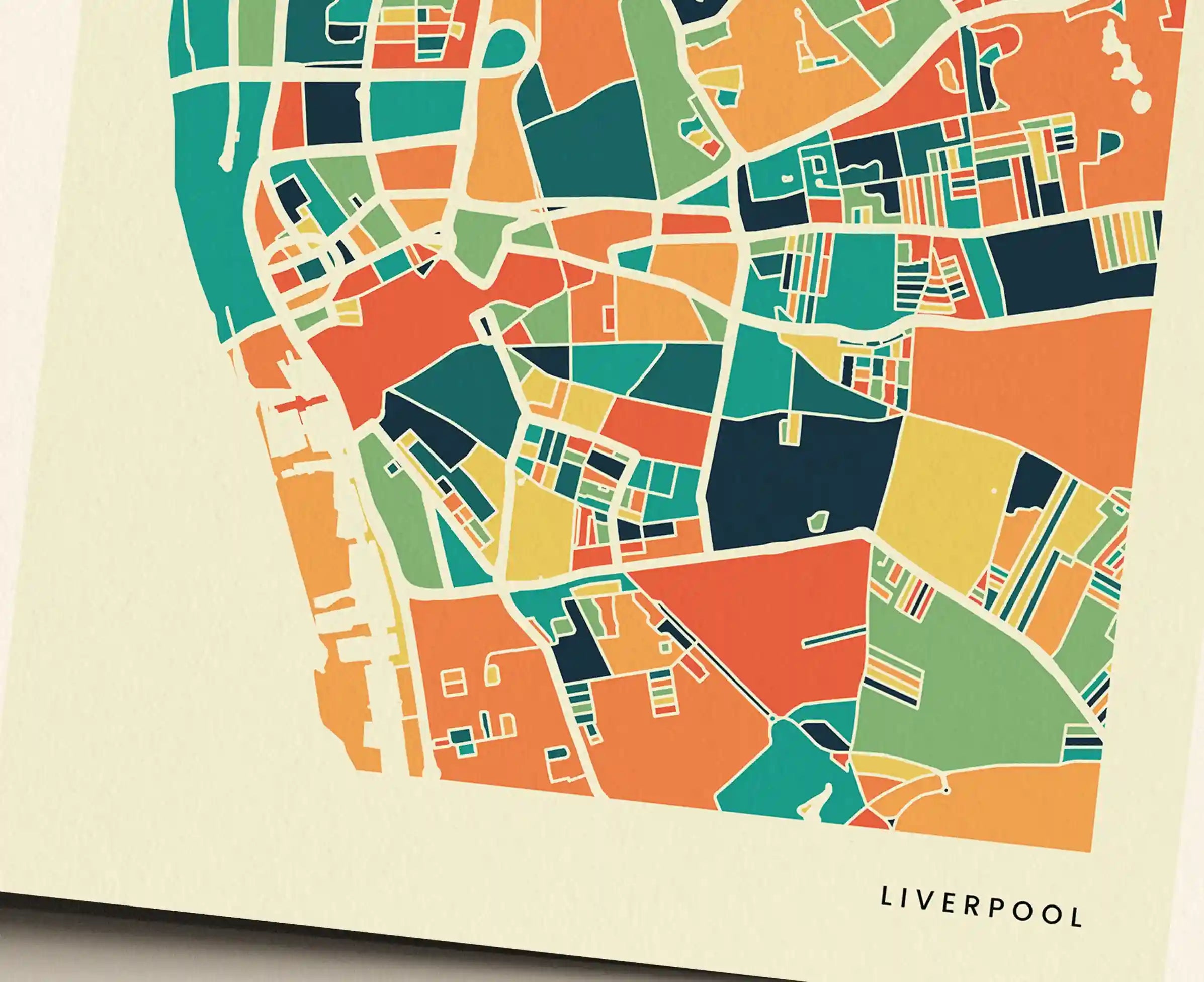 Liverpool Stadtkarte Poster – Polychroma Modern Art Print