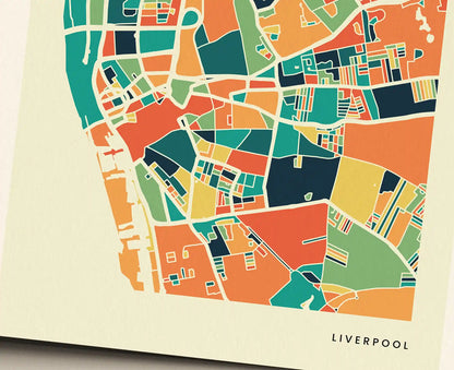 Liverpool Stadtkarte Poster – Polychroma Modern Art Print