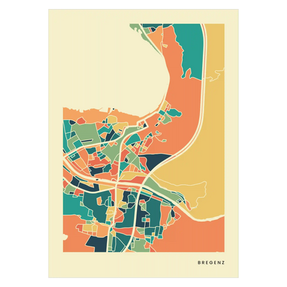 Bregenz Stadtkarte Poster – Polychroma Modern Art Print