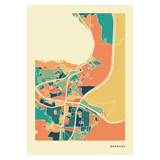 Bregenz Stadtkarte Poster – Polychroma Modern Art Print