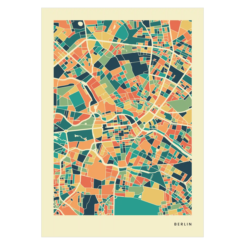 Berlin Stadtkarte Poster – Polychroma Modern Art Print