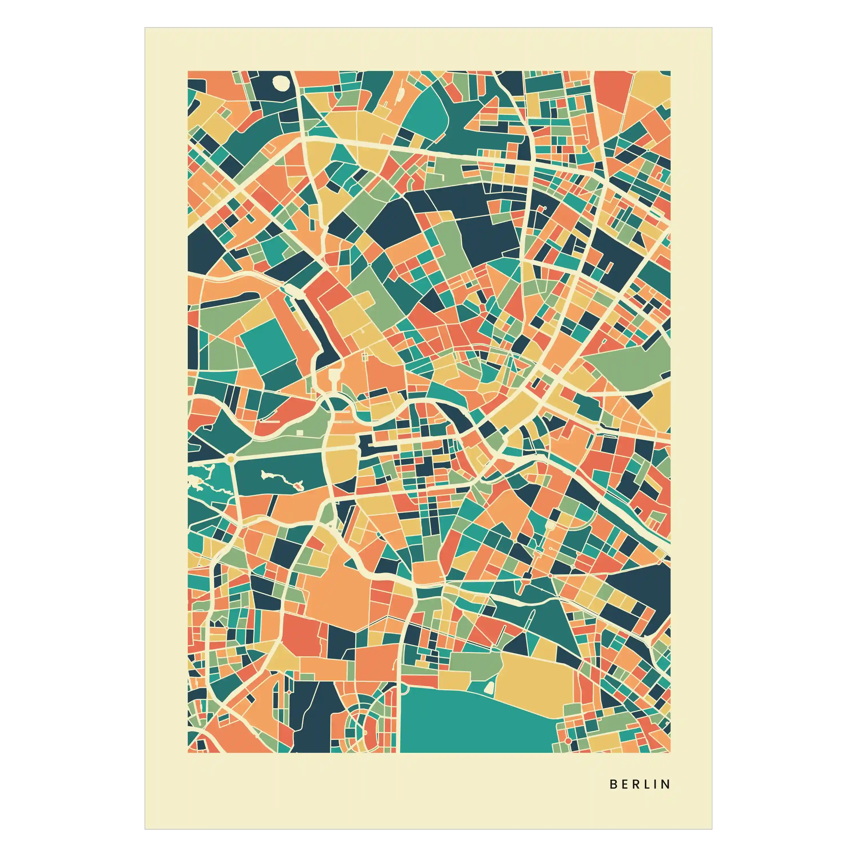 Berlin Stadtkarte Poster – Polychroma Modern Art Print