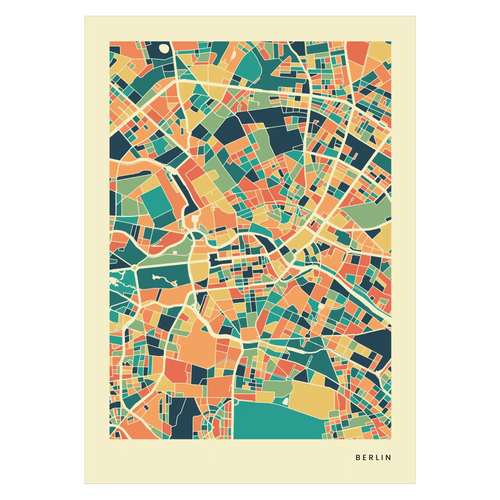 Berlin Stadtkarte Poster – Polychroma Modern Art Print
