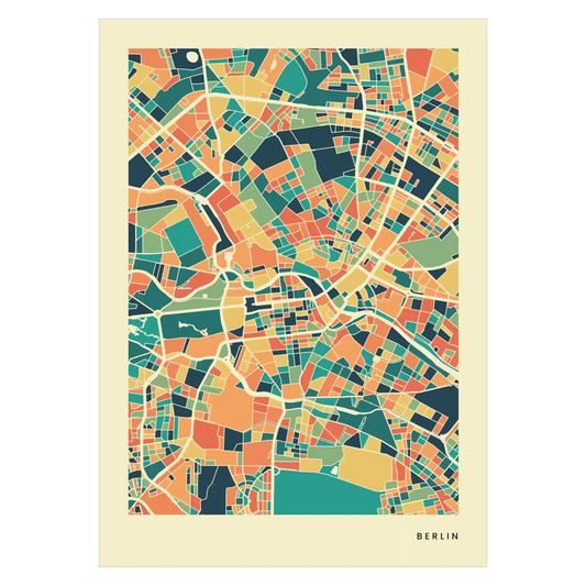 Berlin Stadtkarte Poster – Polychroma Modern Art Print