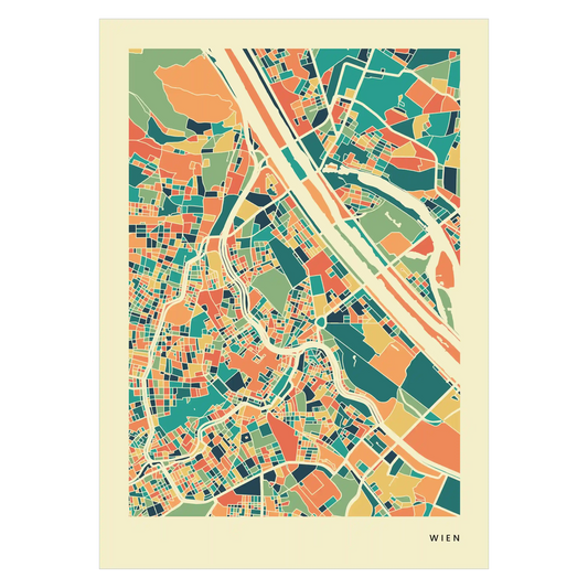 Wien Stadtkarte Poster – Polychroma Modern Art Print