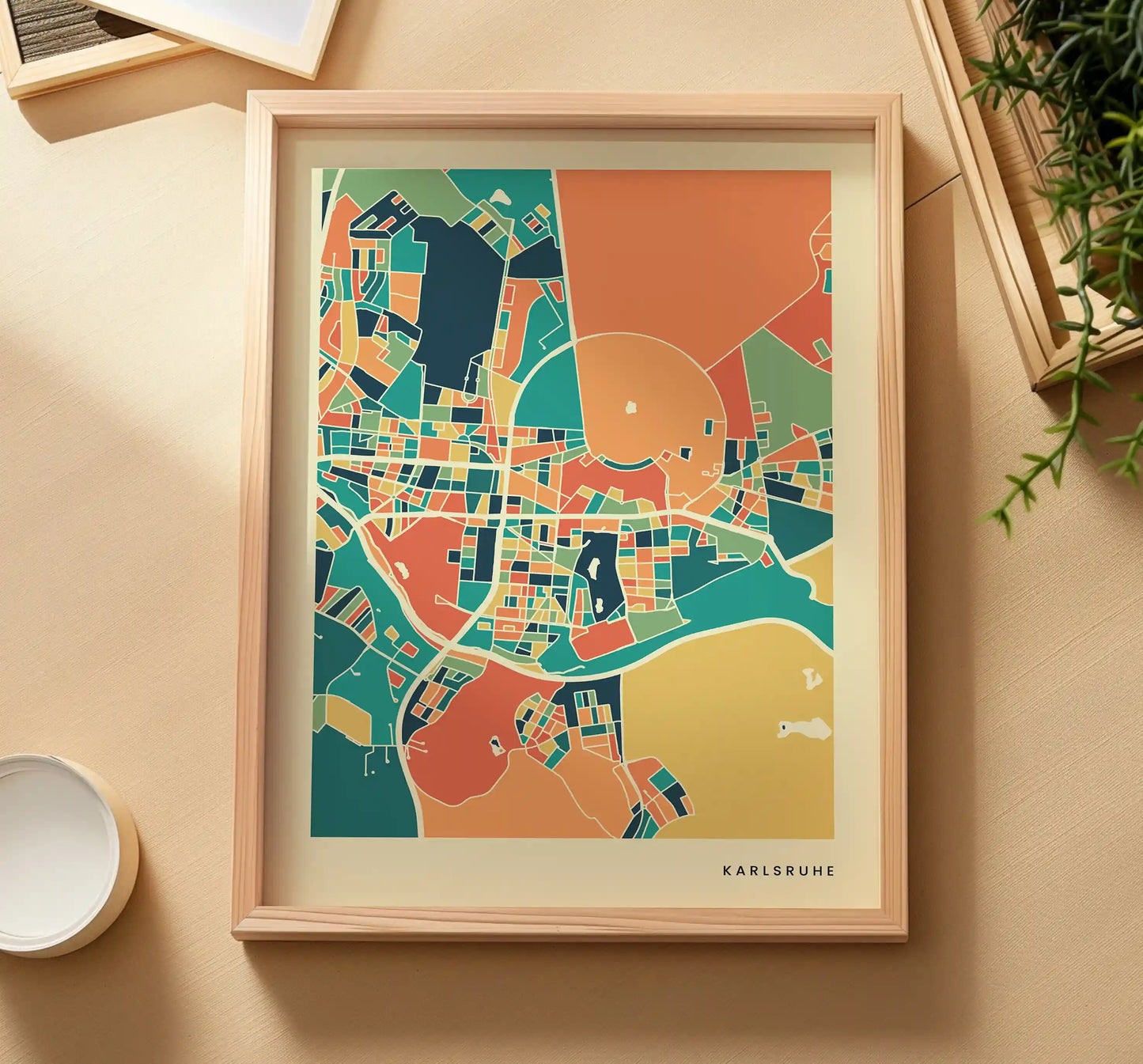 Karlsruhe Stadtkarte Poster – Polychroma Modern Art Print
