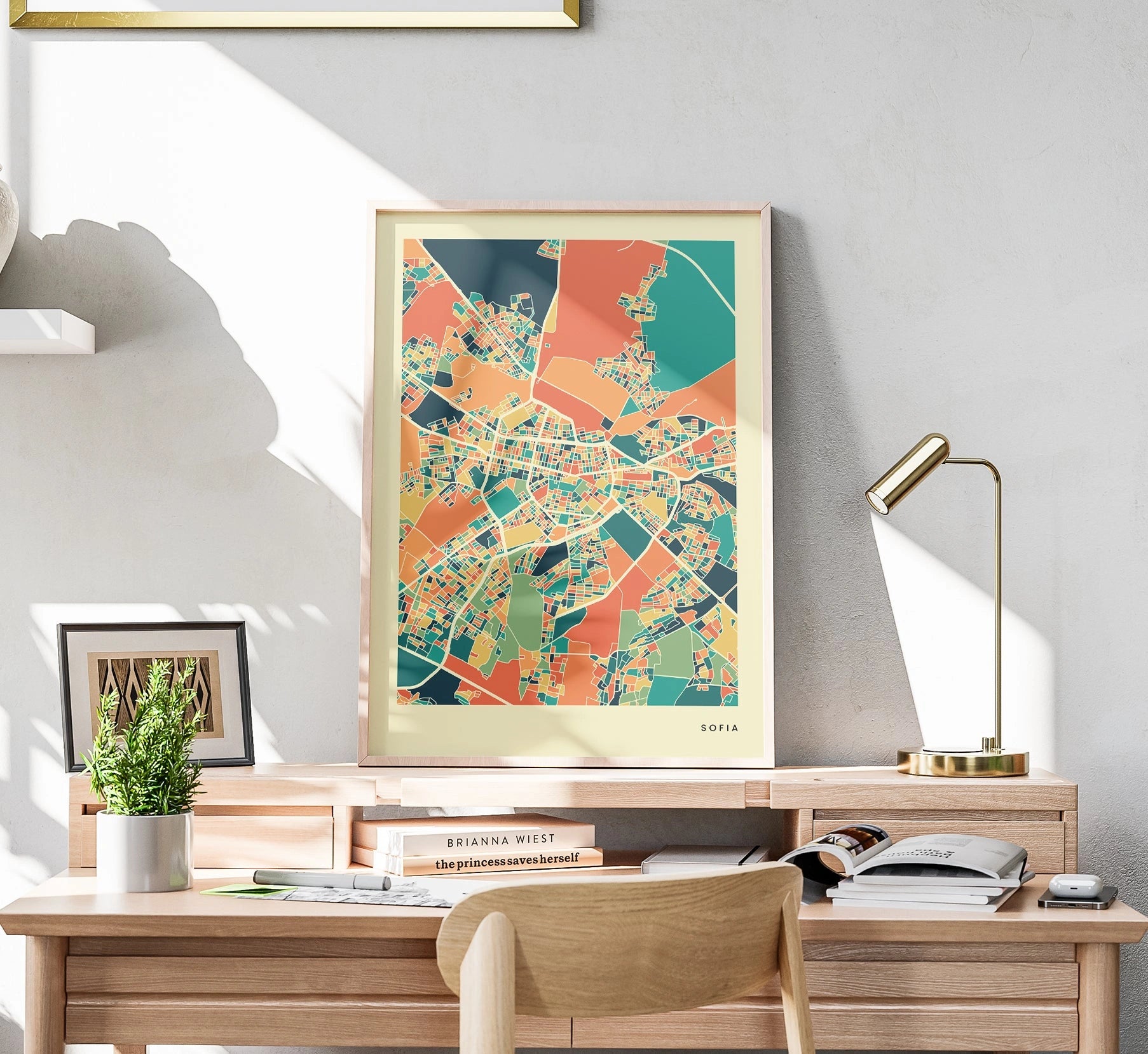 Sofia Stadtkarte Poster – Polychroma Modern Art Print