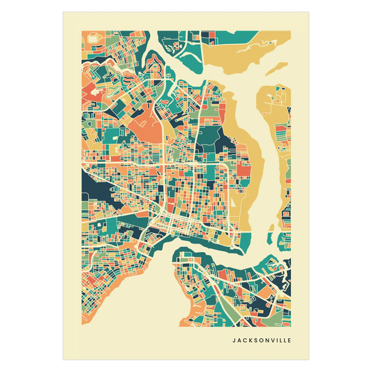 Jacksonville Stadtkarte Poster – Polychroma Modern Art Print