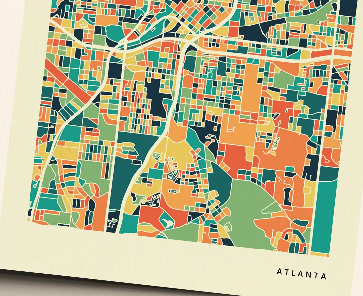 Atlanta Stadtkarte Poster – Polychroma Modern Art Print