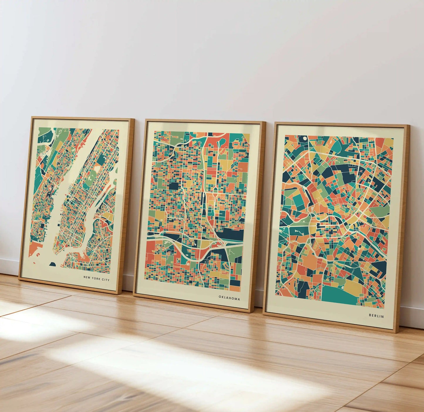 Oklahoma Stadtkarte Poster – Polychroma Modern Art Print